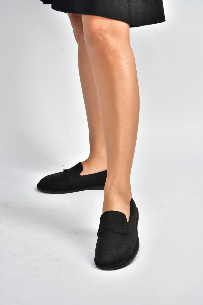 Fox Shoes V846872102 Siyah Süet Günlük Kadın Ayakkabı Siyah-süet