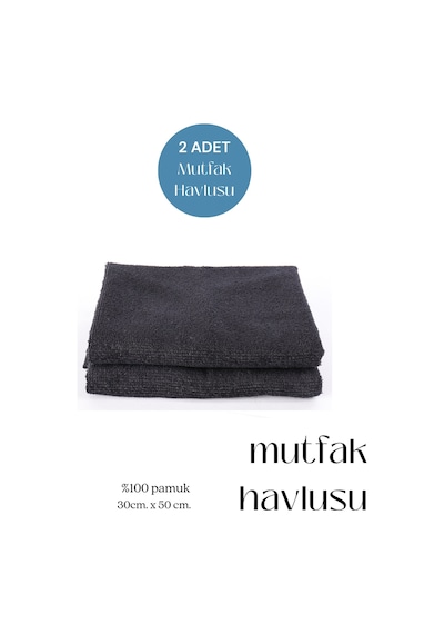 2 Adet Mutfak Havlusu El Yüz Havlusu Siyah