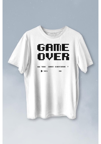 Game Over Atari Retro Pixel Oyun Baskılı Tişört Unisex T-shirt 001