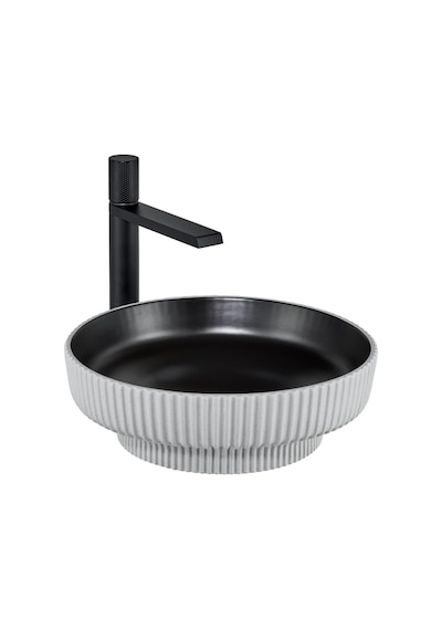 E-w1501msb Tezgah Üstü Lavabo Mat Siyah & Beyaz Siyah Beyaz