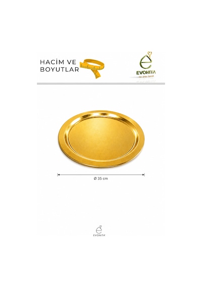 4'lü Gold Sunum Tepsisi Seti Altın Renk Yuvarlak Pasta, Kurabiye Ve İkramlık Servis Tepsisi