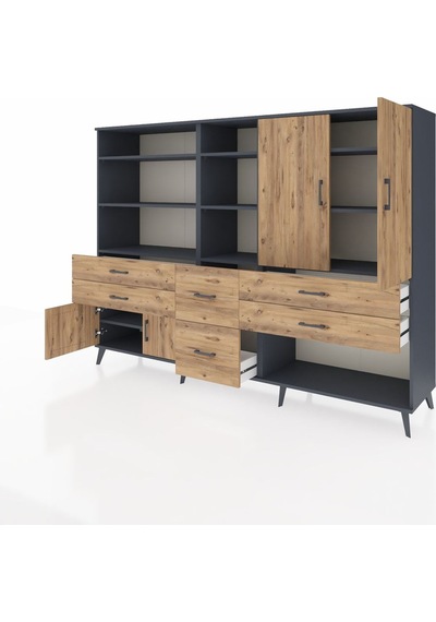 Hyperion Dolap 10 Raflı 6 Çekmeceli 4 Kapaklı 220x44x163 Antrasit Antrasit-çam Hyperion Dolap 10 Raflı 6 Çekmeceli 4 Kapaklı 220x44x163 Antrasit Antrasit-çam