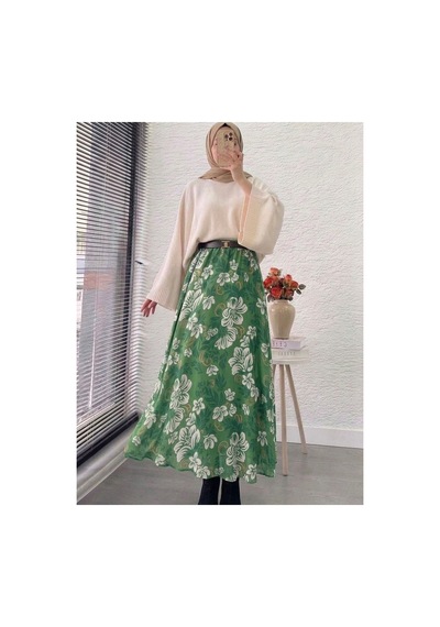 Maşuka Yeşil Floral Desenli Şifon Etek - Astarlı Şık Maxi Etek Yaprak Yeşil - Desenli Yaprak Yeşil - Desenli Maşuka Yeşil Floral Desenli Şifon Etek - Astarlı Şık Maxi Etek Yaprak Yeşil - Desenli Yaprak Yeşil - Desenli