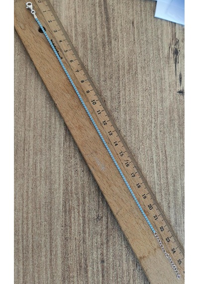 1,5 Mm Turkuaz Taşlı Gümüş Suyolu Halhal Gümüş