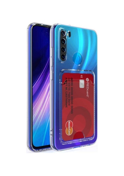 Xiaomi Redmi Note 8 Kılıf Kartlıklı Şeffaf Clear Silikon Kapak Colr24903-çok Renkli
