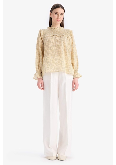 DeFacto Regular Fit Desenli Fırfır Yaka Vual Uzun Kollu Tesettür Bluz Tunik E7966AX25SMWT47