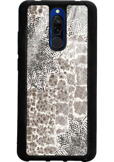 Xiaomi Redmi 8 Taşlı Yaprak Tasarımlı Glossy Telefon Kılıfı Çok Renkli