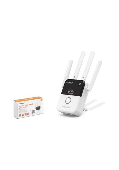 Pıxlınk Ac35q Wifi Repeater Router Access Point Ac3800 Dual Band 5 Ghz Siyah Beyaz