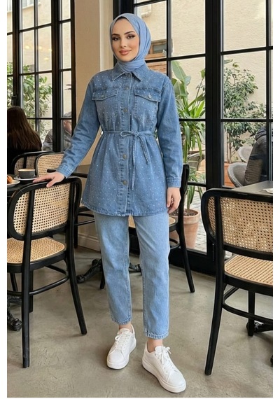 Hb Harma Time Butik Kadın Taş İşlemeli Açık Kot Mavi Tunik Pantolon İkili Takım Açık Mavi Hb Harma Time Butik Kadın Taş İşlemeli Açık Kot Mavi Tunik Pantolon İkili Takım Açık Mavi