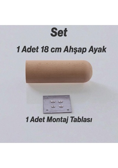 Bohem Doğal Ahşap Silindir Ayak 18 Cm Aparat Dahil Mobilya Koltuk Kanepe Sehpa Masa Ayağı Ayakları 6395751