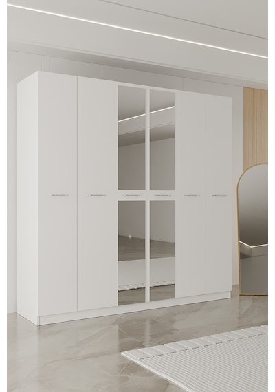 Aeka Ae-2191 Hisar Aynalı 6 Kapaklı Çok Bölmeli Askılı Ve Raflı Geniş Hacimli Gardırop 210x210 Cm Beyaz Aeka Ae-2191 Hisar Aynalı 6 Kapaklı Çok Bölmeli Askılı Ve Raflı Geniş Hacimli Gardırop 210x210 Cm Beyaz