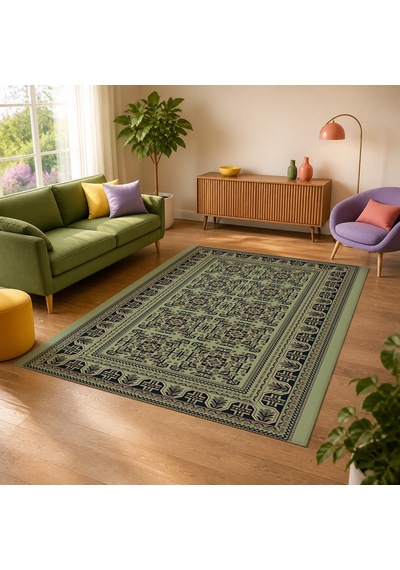 Kartela Halı Afgan Halı Jüt Taban Dokuma Halı Adaçayı Yeşili - 120 X 180 Cm