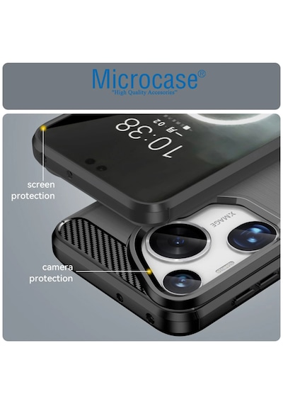 Microcase Huawei Pura 70 Ultra Brushed Carbon Fiber Silikon Kılıf - Siyah Al3332