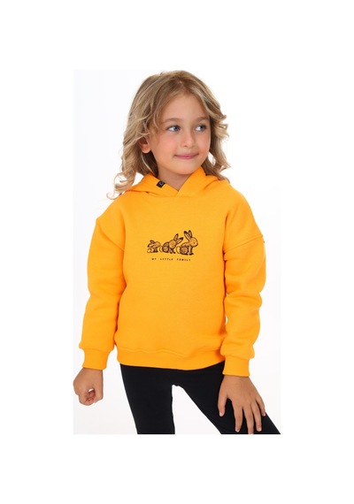 Toontoy Kız Çocuk Baskılı Sweatshirt Hardal