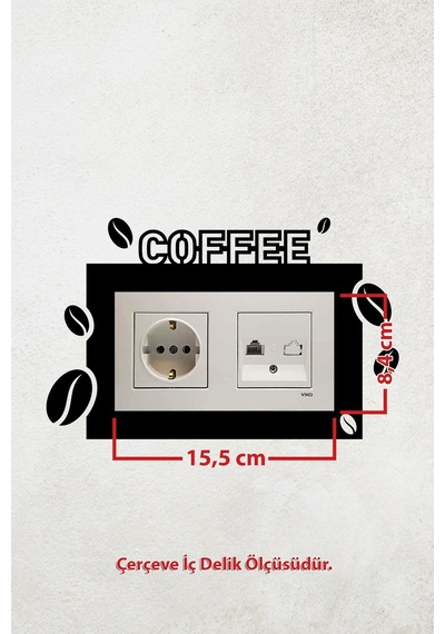 Coffee Kahve Tasarım 2li Dekoratif Priz Çerçevesi İç Ölçü 15,5x8,4 Cm Ev Dekoru - Kahve Kosesi