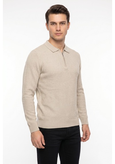Foterman Erkek Spor Polo Yaka Mevsimlik Kazak Bgl-st05443 Taş Melanj