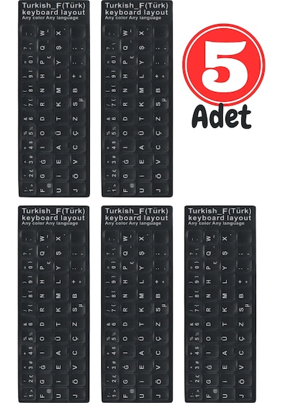 MN6 MF01 F Klavye Sticker/5 Adet-Laptop PC Uymlu-Silinmez/Türkçe F Klavye Sticker