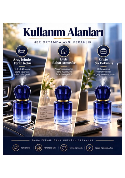 Araç Koku Makinesi 120 Ml Ultrasonik Aroma Difüzörü Type-c Şarjlı Ambiyans Işıklı 001