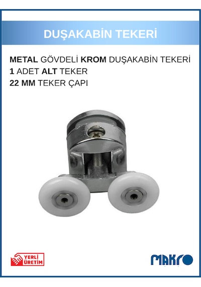 Duşakabin Tekerleği Üst Teker Metal Gövde Teker Çapı 22 Mm Krom