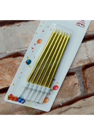 Vıp Kalite Parlak Metalik Gold Pasta Mumu 6 Adet Gold Doğum Günü Mumu Decor Gold Bırthday Candle
