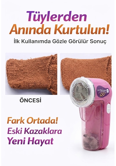 Dempower Şarjlı Tiftik Ve Tüy Toplama Makinesi Elbise Kazak Temizleme Aparatı Pembe