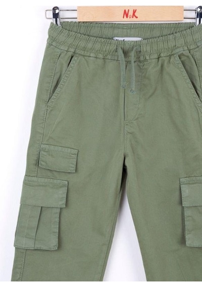 Nk Kids Çocuk Kargo Cepli Beli Paçası Lastikli Kargo Pantolon-13834-haki Haki