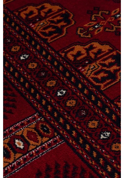Eko Halı Herat Her 03 Red Afgan Desenli Viskon Sıkı Dokuma Kaymaz Tabanlı İnce Makine Halısı Krem - Kırmızı
