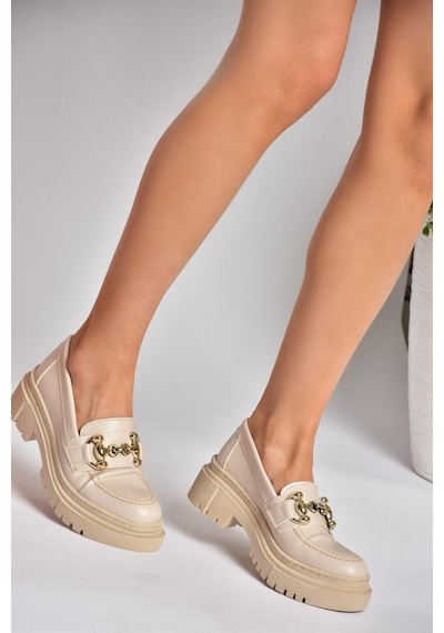 Fox Shoes P6520343009 Bej Kalın Tabanlı Kadın Günlük Ayakkabı