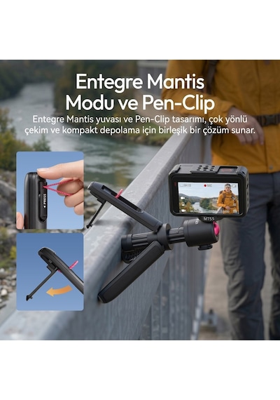 Ulanzi Mt55 Snapgo 4 İn 1 Mini Selfie Stick Tripod Telefon Ve Aksiyon Kamera Uyumlu - T165 Siyah