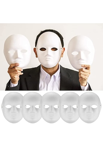 Beyaz Renk Boyanabilir Anonim Tam Yüz Cosplay Maske 24x18 Cm - Rxlu-448655 18