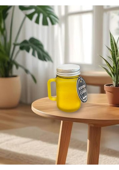 Kokulu Dekoratif Mum Kavanoz Bardak Şeklinde Mum Sarı