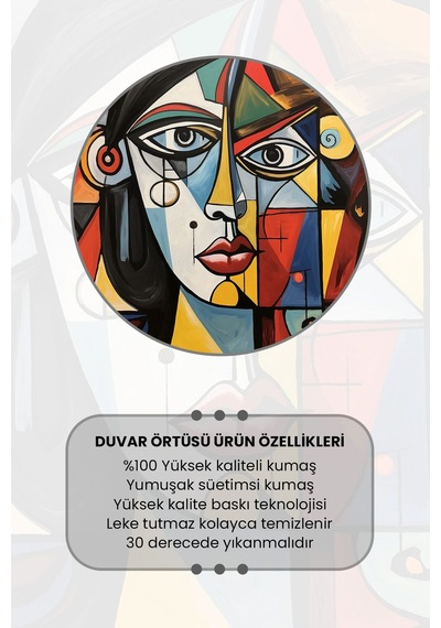 Geometrik Yüz Desenli Duvar Halısı Duvar Örtüsü Tapestry Süet Dokulu Kumaş