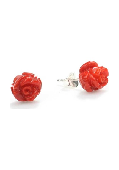 925 Ayar Gümüş 1 Cm Gül Mercan Küpe Gümüş