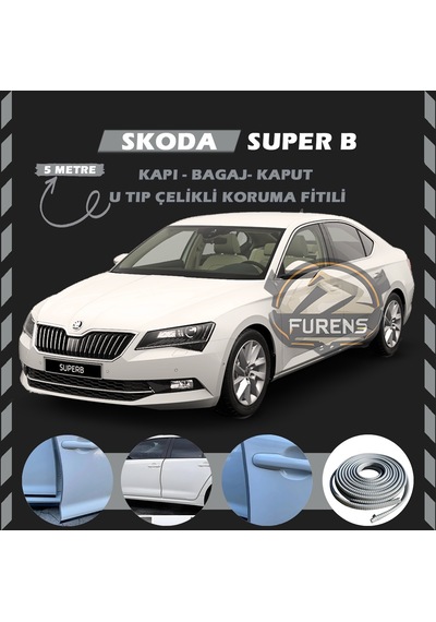 Skoda Superb Oto Araç Kapı Koruma Fitili 5metre Parlak Gri Renk