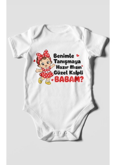 Morivokids Babaya Özel Kısa Kollu Bebek Body %100 Pamuk Zbn294-kk Beyaz