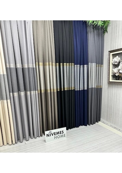 Nivemeshome Manavgat Antrasit-gold Ft632113 V-2501 1/3 Sık Pileli Fon Perde Apm Antrasit