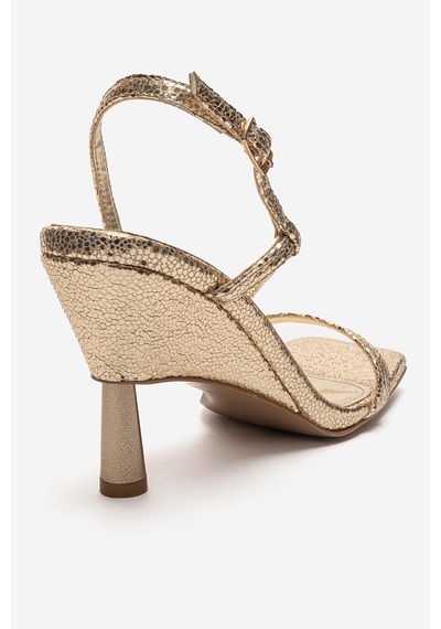 Luvishoes Jolene Altın Desenli Kadın Topuklu Ayakkabı