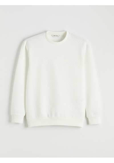 Lcw Vision Beyaz Bisiklet Yaka Erkek Sweatshirt
