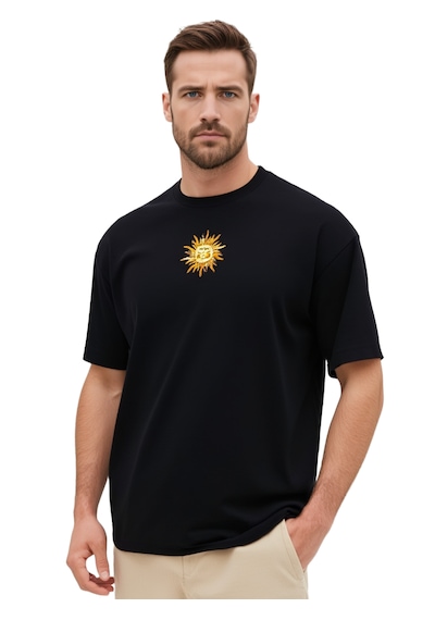 Güneş Oversize Unisex T-shirt Siyah