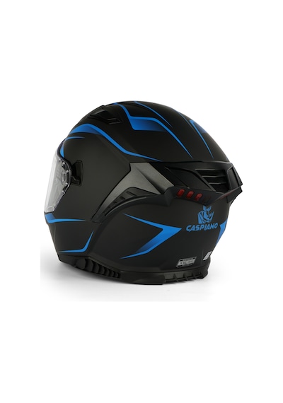 Caspiano Homer Full-face Led Işıklı Matt Black / Blue Motosiklet Kaskı Ece-r 22.06 Sertifikalı Mavi