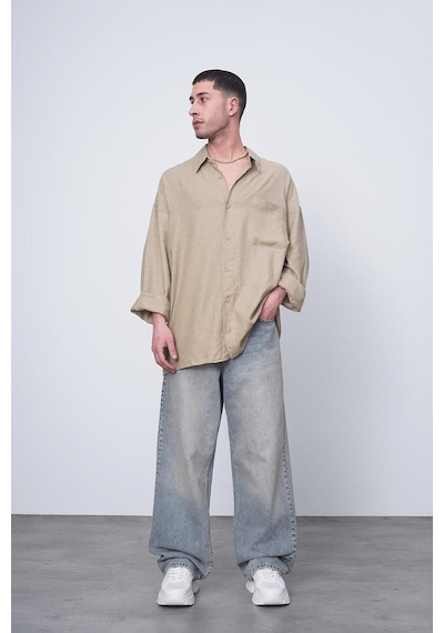 Toprak Basic Uzun Kollu 1a Ch Oversize Gömlek Kahverengi