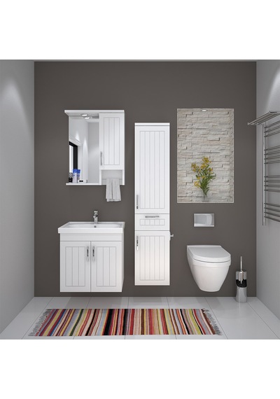 Denko Lotus Serisi 60 Cm Mdf Banyo Dolabı Beyaz Denko Lotus Serisi 60 Cm Mdf Banyo Dolabı Beyaz