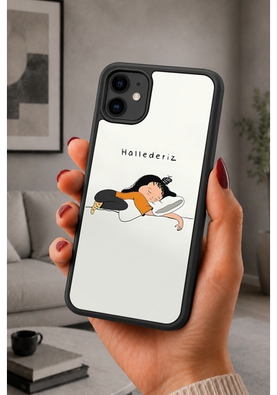 İphone 11 Uyumlu Hallederiz Desenli Kamera Korumalı Darbelere Dayanıklı Kılıf 1242-hallederiz-iphone11
