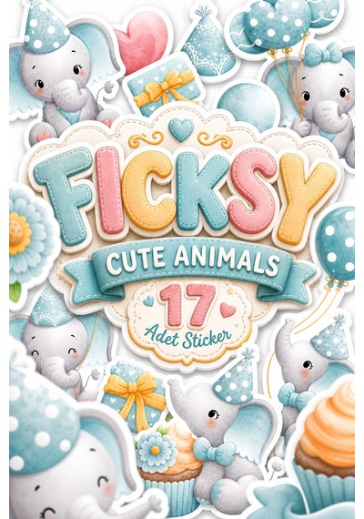 Sevimli Fil Doğum Günü Temalı Sticker Seti - 17 Adet Etiket Çıkartma Diğer