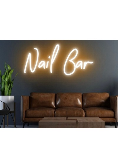 Nail Bar Yazılı Neon Tabela Turuncu