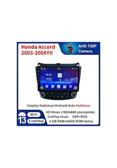 Honda Accord 2003-2008yıl Carplay 9inç 4/64gb Multimedya