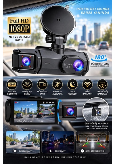 Full Hd 1080p Çift Kamera 180 Geniş Açı Wifi Şarjlı Kullanım 1