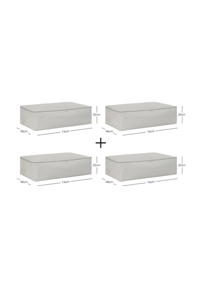 Ocean Home Textile 4'lü Mega Boy Gri Balıksırtı Baza Altı Hurç Set 74 X 46 X 22 Cm Gri