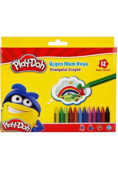 Play Doh Üçgen Mum Boya 12 Renk Cr008