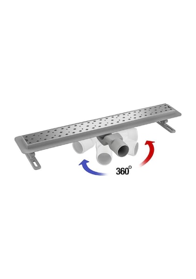 360 Dönerli Lineer Süzgeç - Yan Çıkışlı - Paslanmaz Krom - Seramik Uyumlu